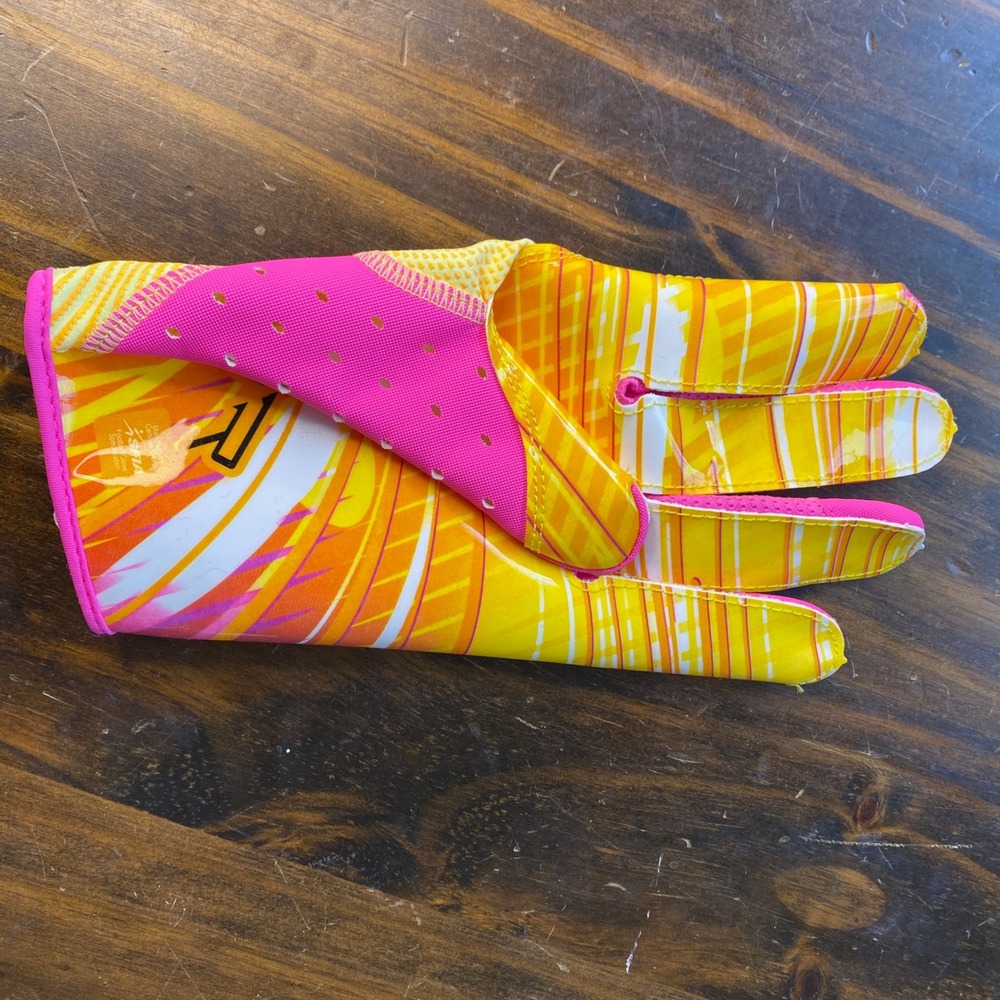 Nike Vapor Jet 8.0 Football Gloves Yellow Pink Mens Large N1011364815 NEW - Picture 9 of 15